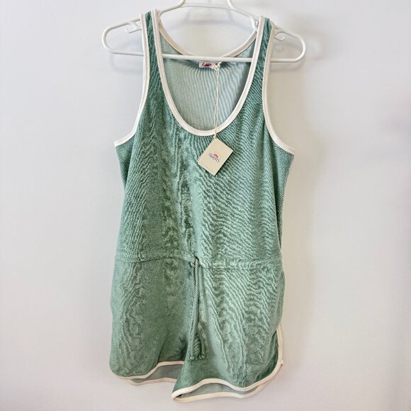 Faherty Cabana Terry Romper Size Medium Charcoal Green NWT - Picture 2 of 7